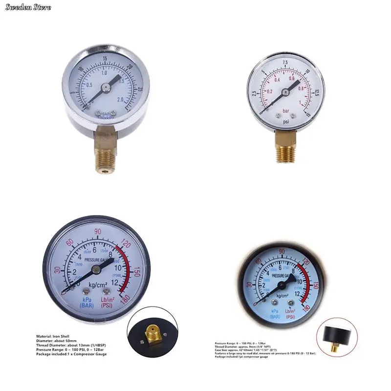 

Pressure Gauge Low Pressure For Fuel Air Oil Gas Water Oil Gas Measurement 1pc