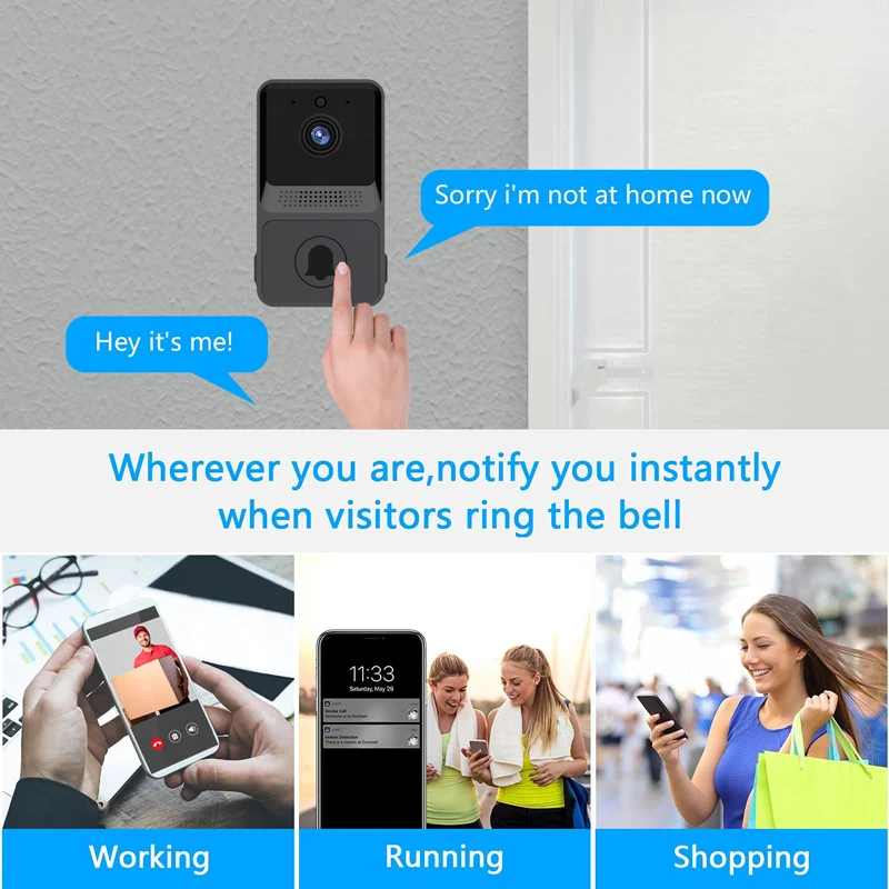 WiFi Video Doorbell Camera Digital Ring Connect Wireless Security Intercom Outdoor Eye Peephole Smart Home Voice Phone Door Bell images - 6