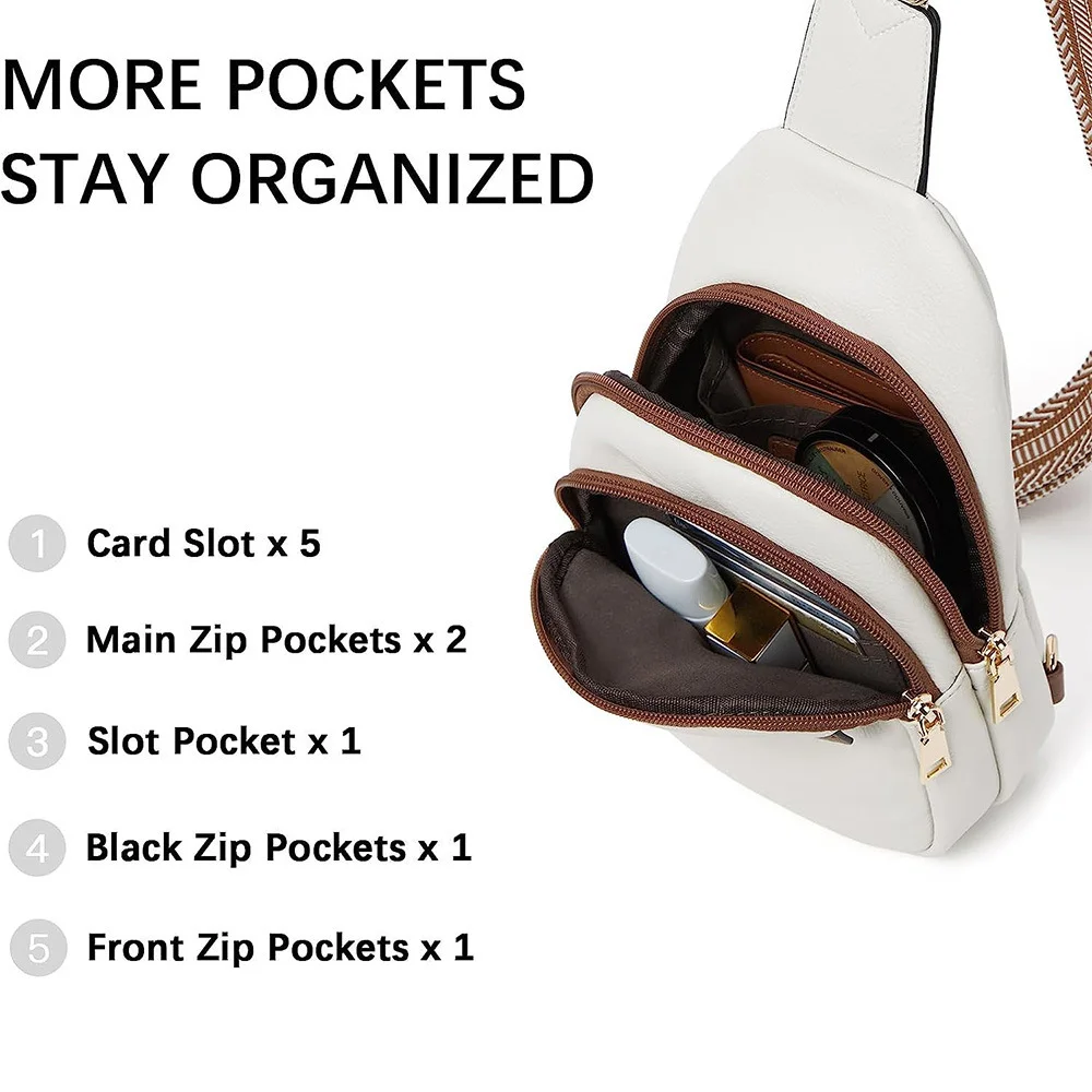 New Trend PU Leather Crossbody Sling Bags Women Fashion Vintage Guitar Strap Fanny Packs Female Casual Large Capacity Chest Bag