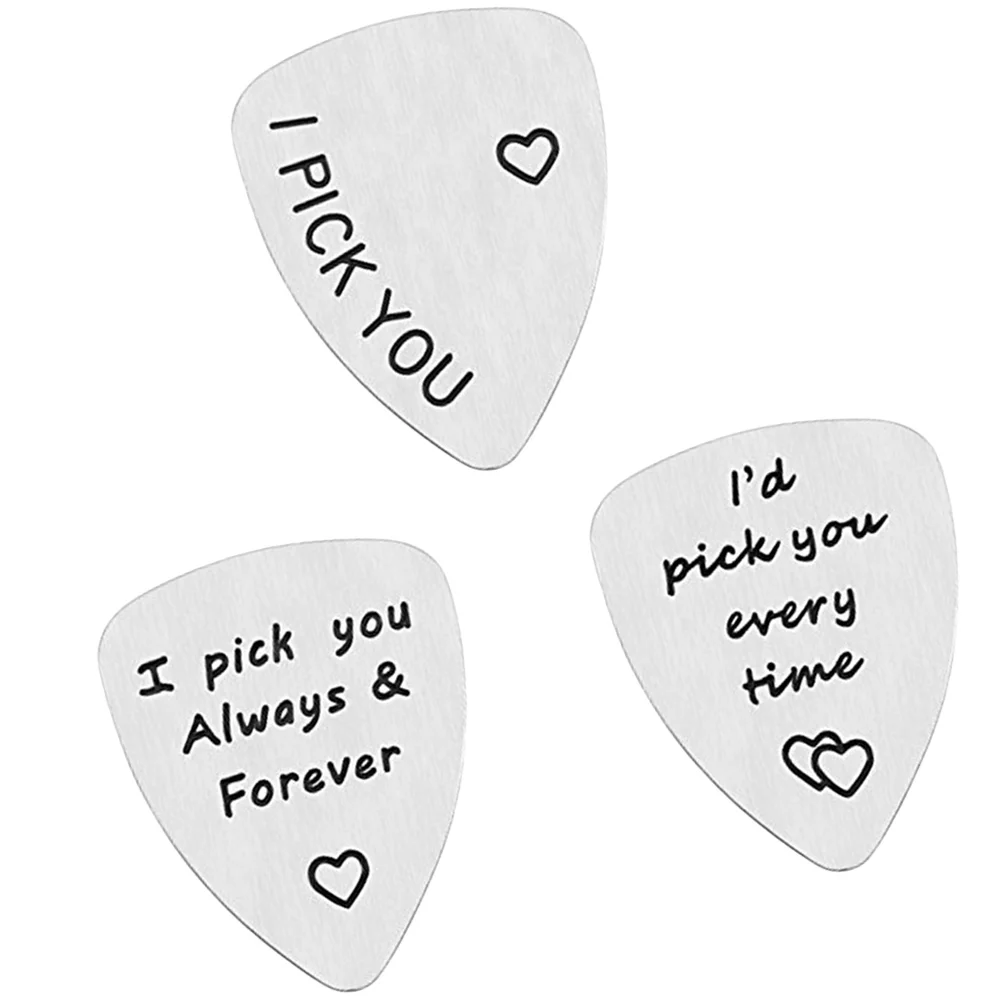 

3pcs Creative Letter Guitar Pick Stainless Steel Guitar Pick Father Day Guitar Plectrum Gift Musical Instrument Accessories for