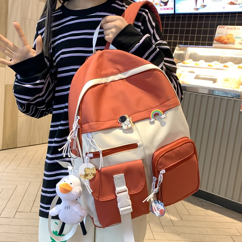 

Женский рюкзак ярких цветов, Женский студенческий школьный рюкзак для колледжа, Модный водонепроницаемый рюкзак, сумки для книг для девоче...