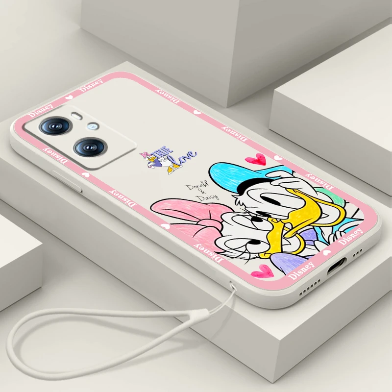 

Disney Donald Duck Cute Liquid Rope Phone Case For OPPO Find X5 X3 Lite F21 A96 A94 A93 A77 A76 A74 A72 A57 A53S A16 A9 5G