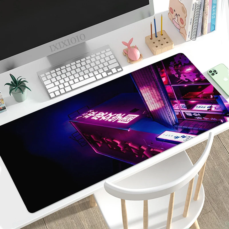 

Japanese City Neon Mouse Pad Gaming XL New Computer HD Mousepad XXL Desk Mats Natural Rubber Soft Laptop Table Mat