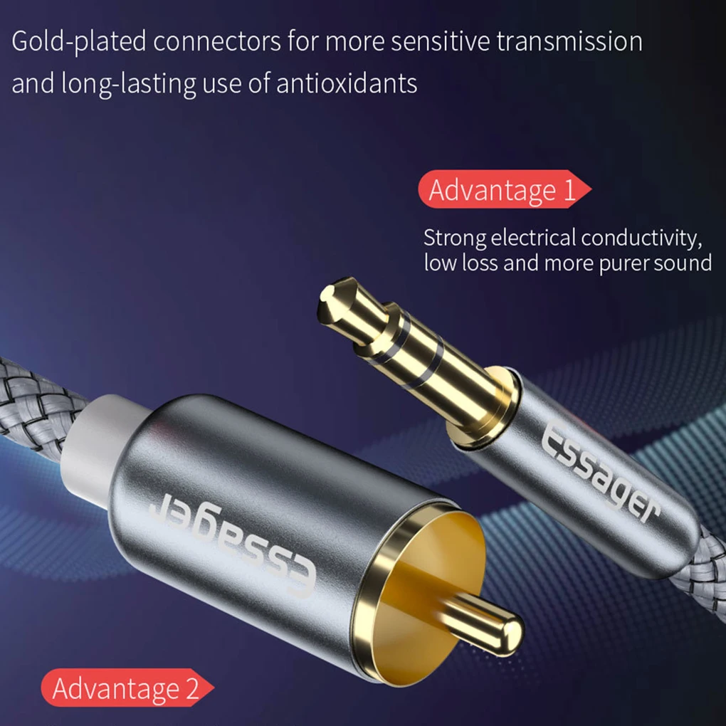 

Essager RCA Cable 3 5mm Jack to 2 RCA Aux Cable 3 5 mm to 2RCA Adapter Splitter Audio Cable for TV Box Home Theater Speaker Wire