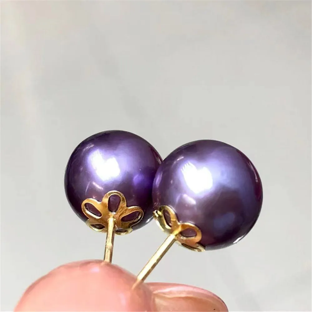 Real G18K Gold AU750 Half hole bead support earpin stick pearl earpin diy earring material No Pearl