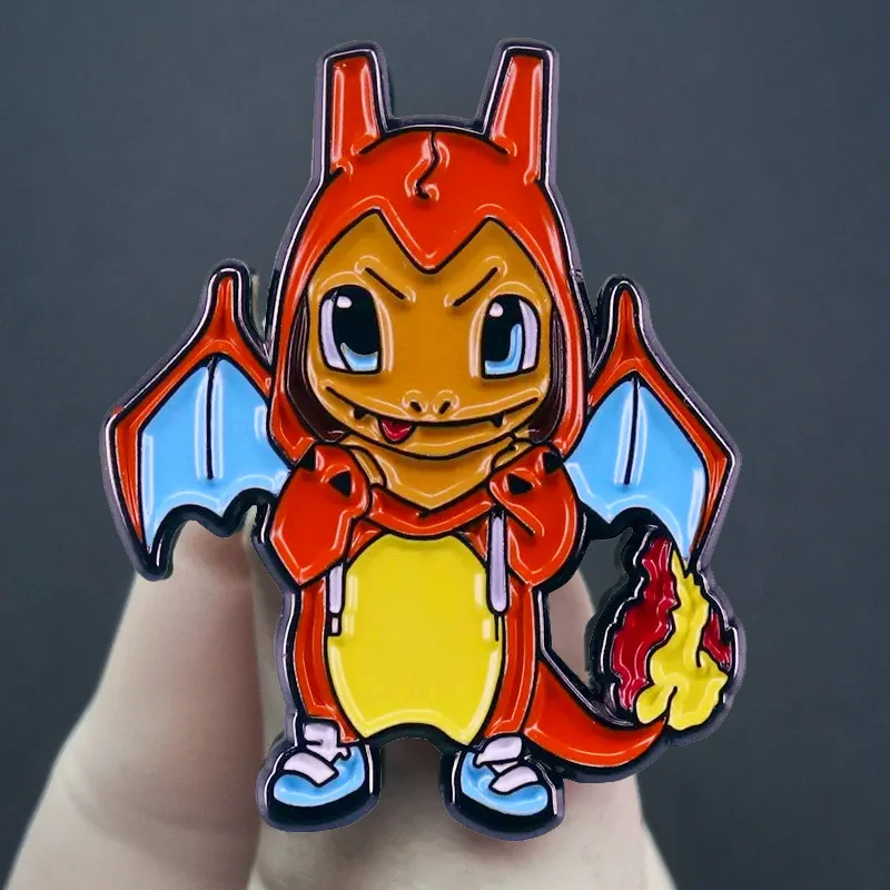 

Pokemon Cartoon Brooch Charizard Anime Action Figure Pikachu Charmander Squirtle Badges Schoolbag Clothing Decoration Kids Toys