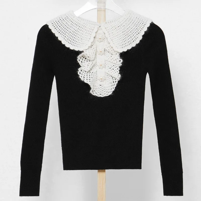

2021 winter new women's knitted sweater fashion sweater pullover Black