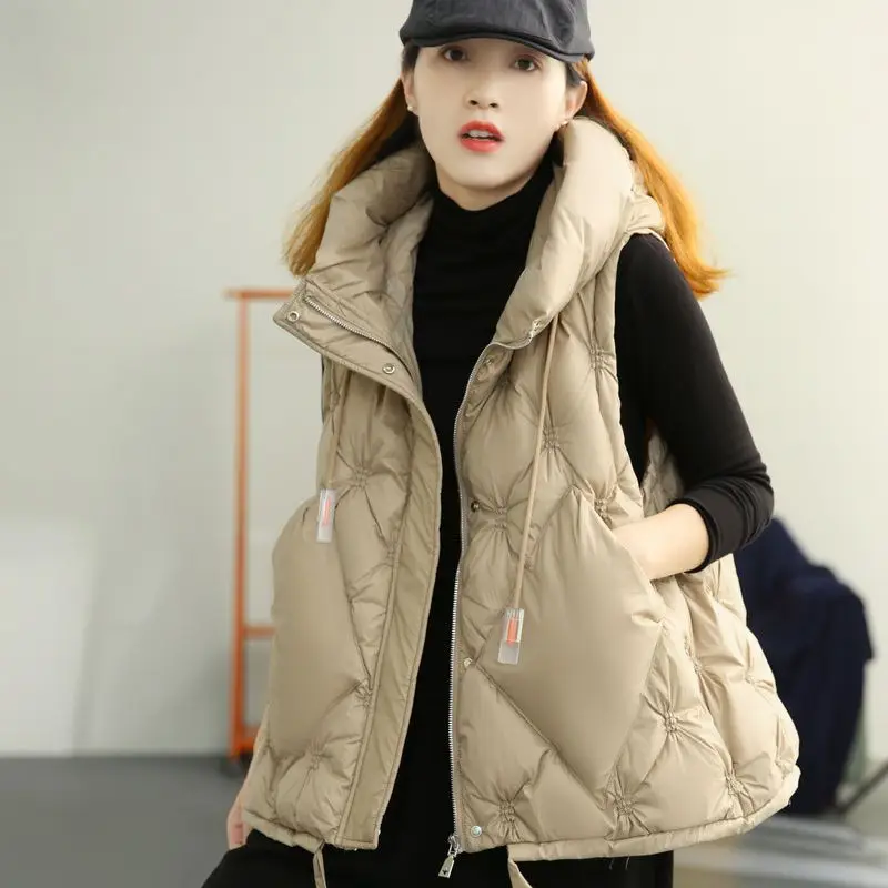 

Woman Large Size Waistcoat Female Warm Down Vest Ladies Portable Sleeveless Winter Liner Duck Down Casual Vests Outwear G554