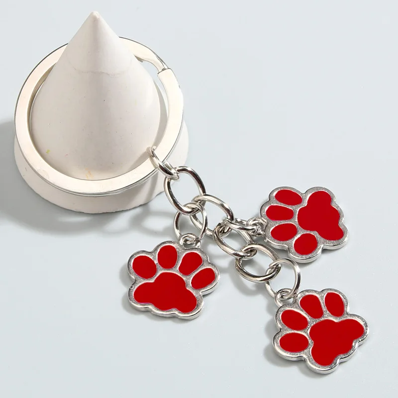1Pcs Enamel Keychain Cat Dog Paw Key Ring Footprints Key Chains DIY Women Men Handbag Accessories Handmade Jewelry Gifts