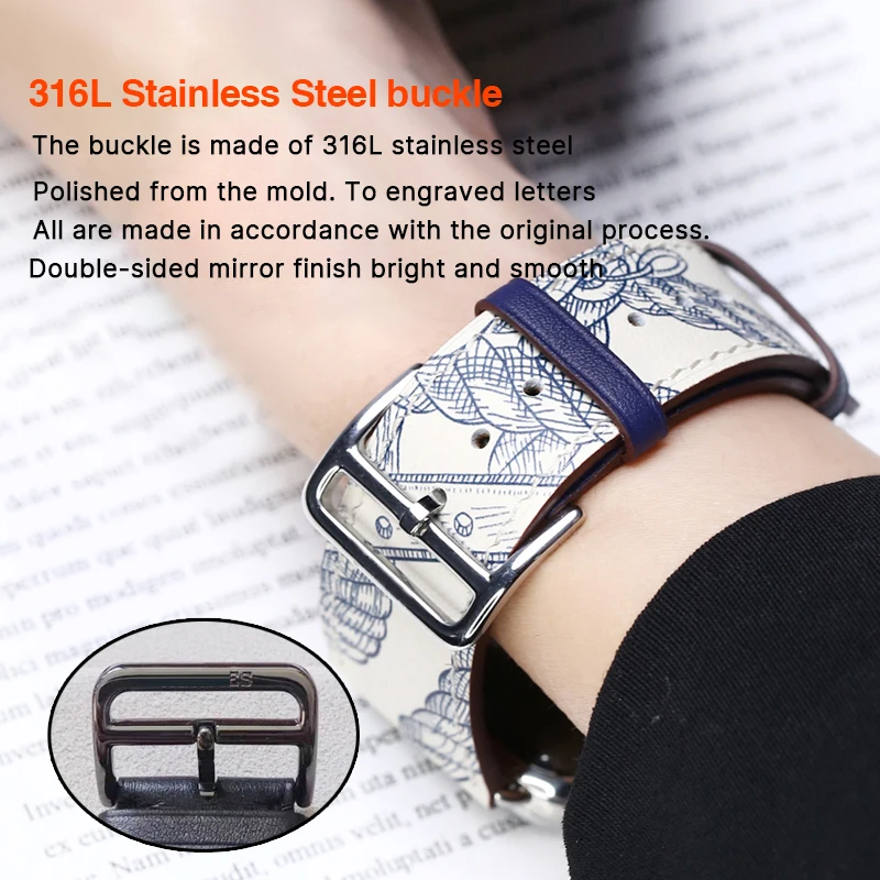 Retro Genuine Leather Watchband For Apple Watch Strap Her`mes logo 49mm 45mm 41mm 44mm 42mm 40mmSeries 8 7 SE 6 5 4 3iWatch Band