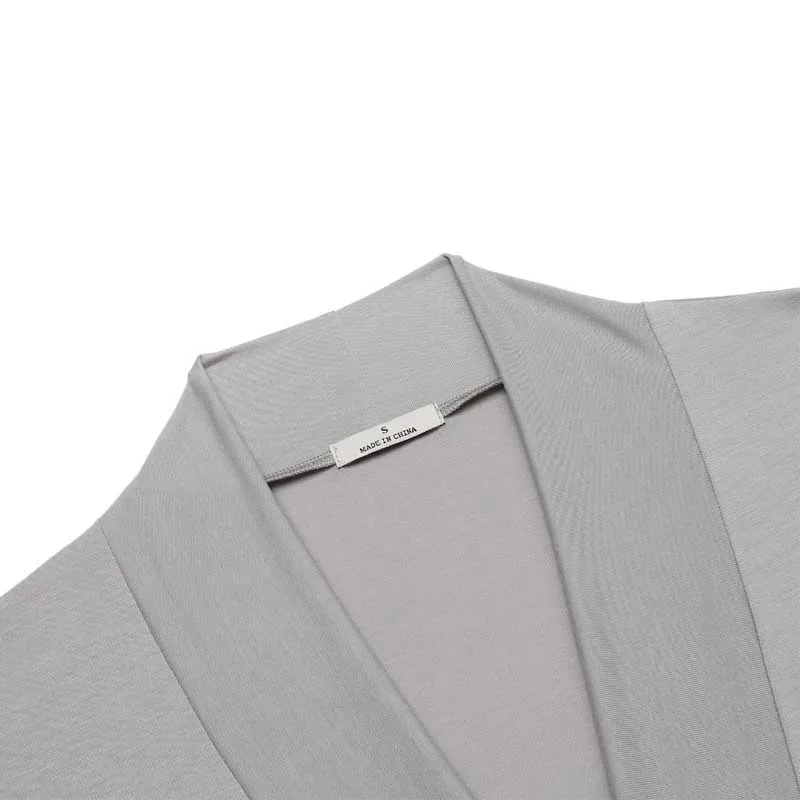 Women's Lace Patchwork Cuffs Mid-length Strapped Robe Bathrobe