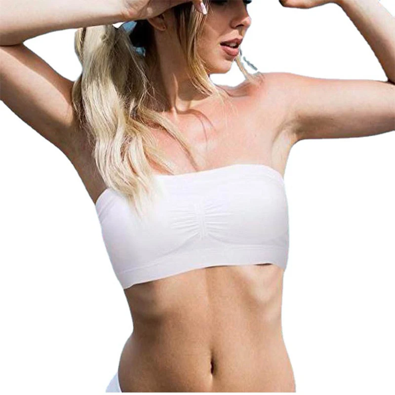 

L-6XL CANLEKALEI Large Women's Tube Top Strapless Wrap Chest Ladies Removable Chest Pad Summer One Word Thin Invisible Underwear