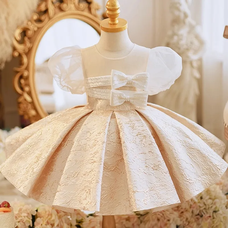 

Flower Girl Wedding Little Girl Dress Spring Summer Bubble Sleeve Host High-end Weekend Princess Dresses