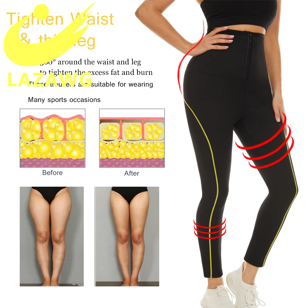 LAZAWG  Women Hot Neoprene Shpewear Gym Sauna Workout Trousers Sauna Pants Sweat Leggings Slimming Shapers Waist Trainer