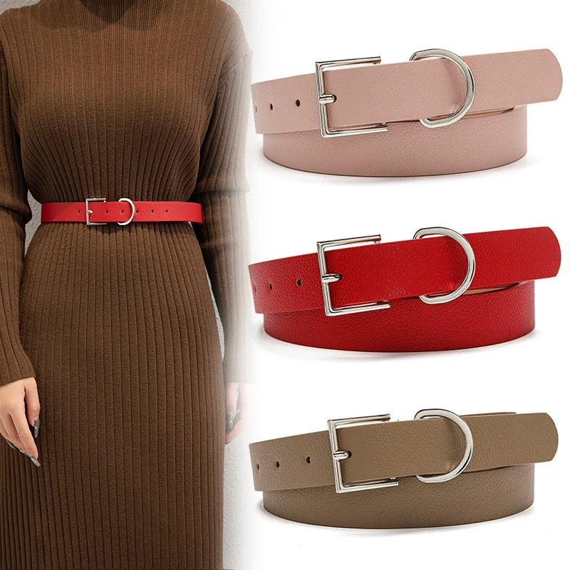 

New Woman Belt Fashion Casual Pu Leather Pin Buckle Luxurious Decorative Belt