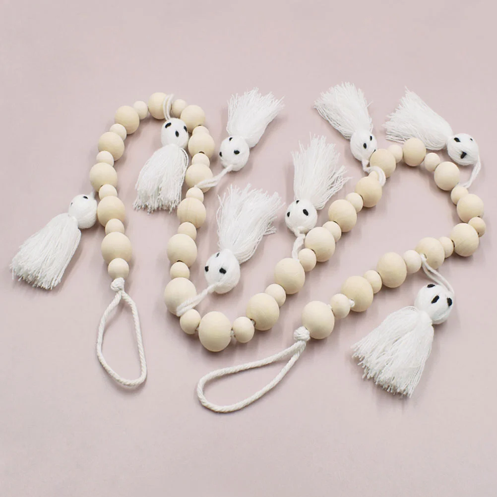 

Snowman Wooden Bead Hanging String Home Decor Decorative Beads Garland Housewarming Gift Rustic Wall Pendant Ornament