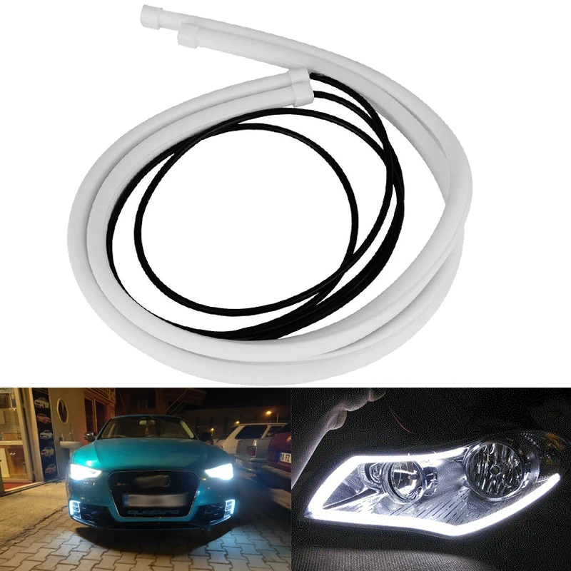 

2 PCS Car DRL Flexible LED Strip Light 12V 30CM 45CM 60CM External Styling Daytime Running Light Turn Signal Bulb White Red