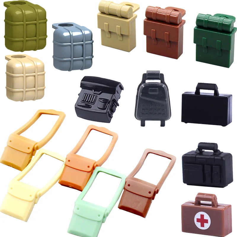 

BRICKPANDA Military Army Accessories Building Blocks WW2 Soldiers Figures Backpack Rucksack Weapons Parts Mini Bricks Toys MA48