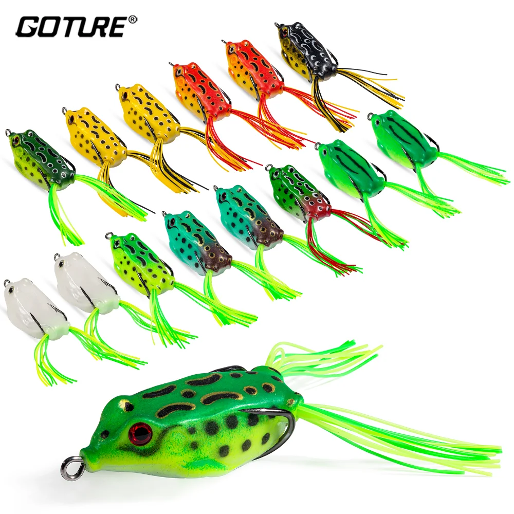 

Goture 10/15pcs Topwater Wobblers Fishing Lures Kit Popping Soft Bait Frog Type Lures for Bass Saltwater Freshwater Fishing
