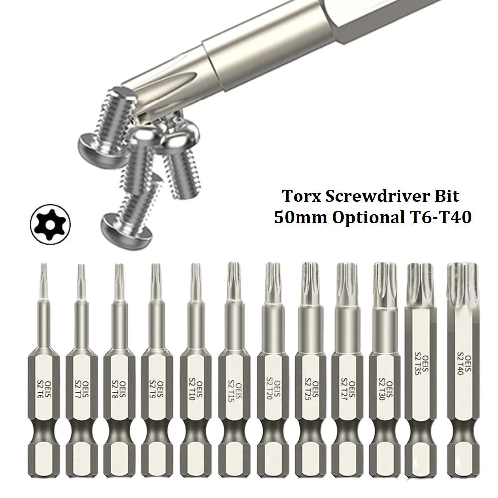 

2Inch Hollow Torx Screwdriver Bit 1/4" Hex Shank Screw Driver Bits Alloy Steel Screw Driver-T40 Hand Tools