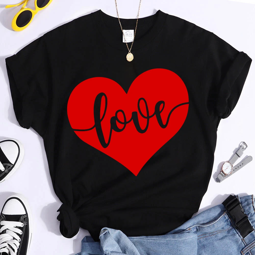 

Women Print Casual Clothes Tee Tshirt Fashion Female Tops Mujer Camisetas Valentines Ladies Graphic Love In Heart T-Shirt