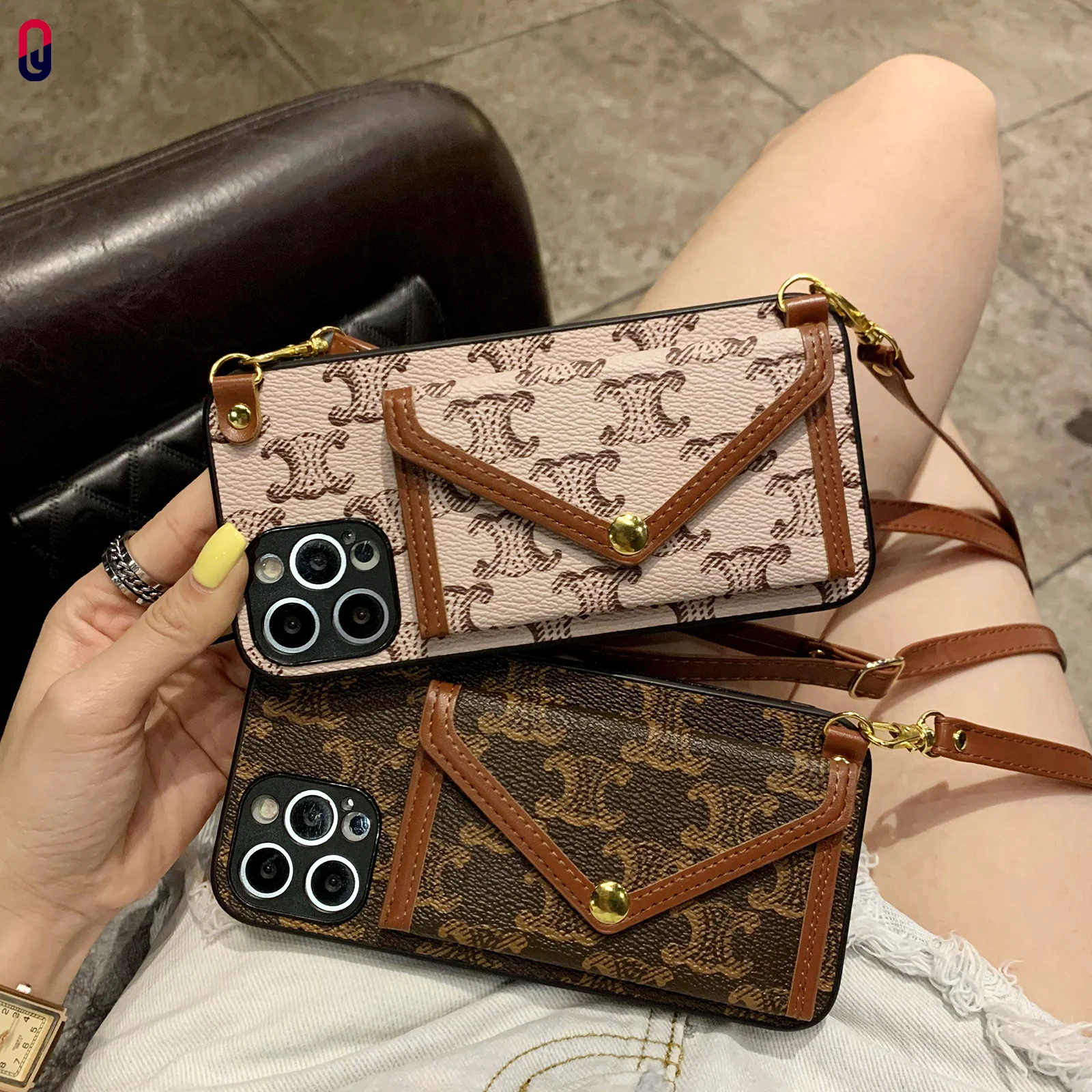 

2022 Women Girl Iphone 13 11 Case Mobile Phone Bag Crossbody Shell for Iphone 13 14 Pro Max Luxury Leather Messenger Bag Shells