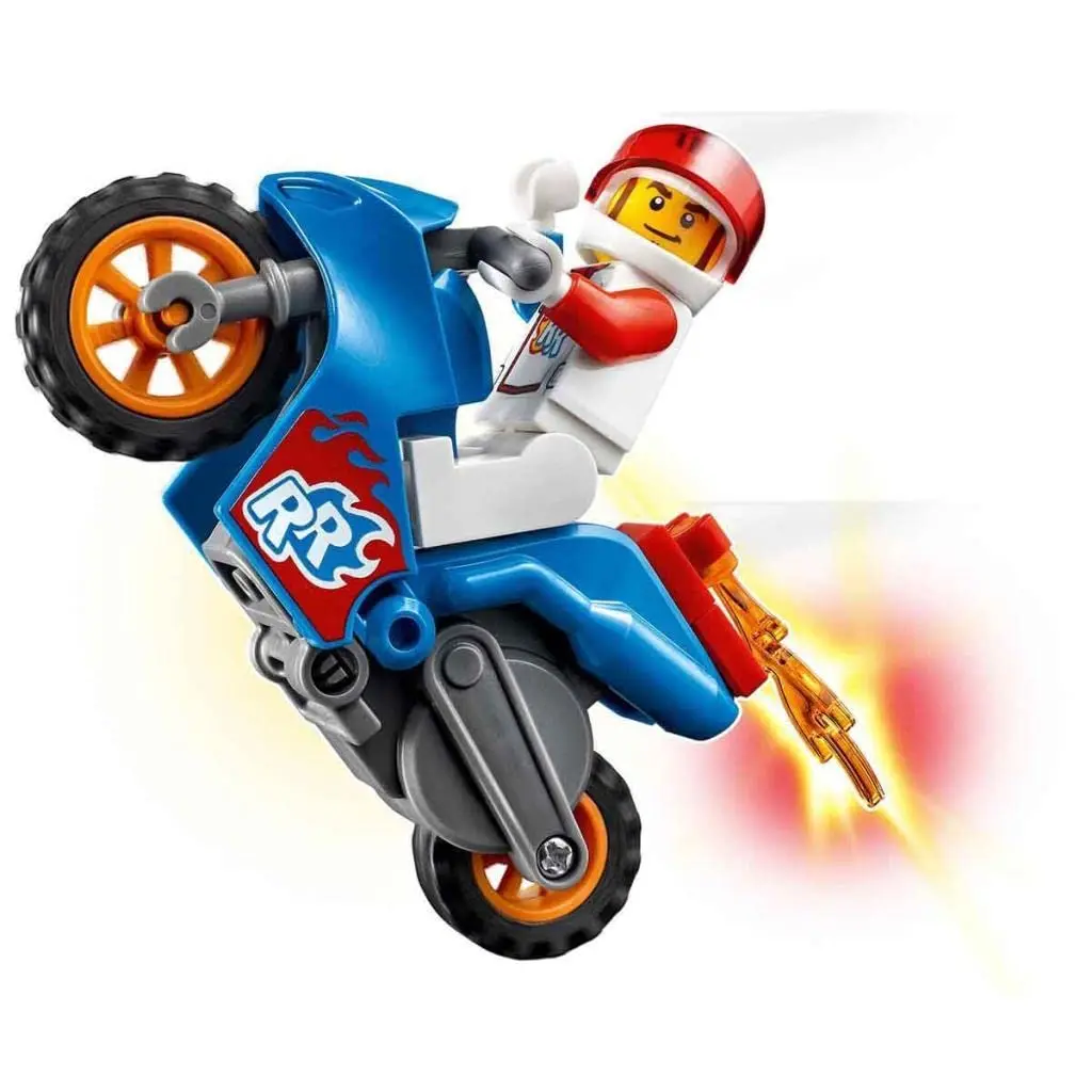LEGO 60298 City Stuntz Rocket Stunt Bike Set с игрушкой на маховике Мотоцикл и минифигурка Racer для