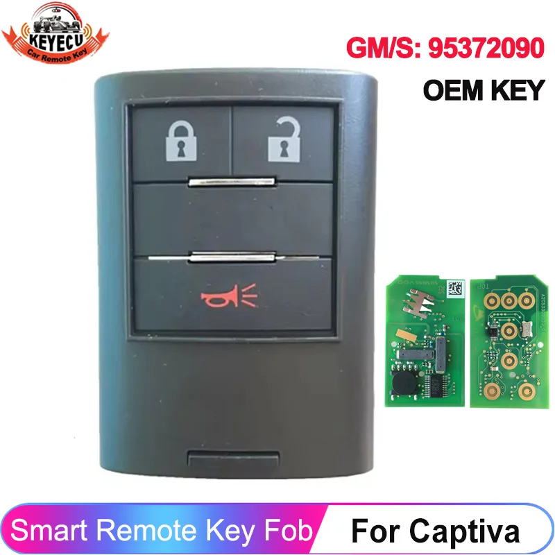 

KEYECU 3-кнопки GM/S: 95372090 OEM оригинальный для Chevrolet Captiva 2014 2015 2016 умный дистанционный ключ 434 МГц PCF7952 чип брелок