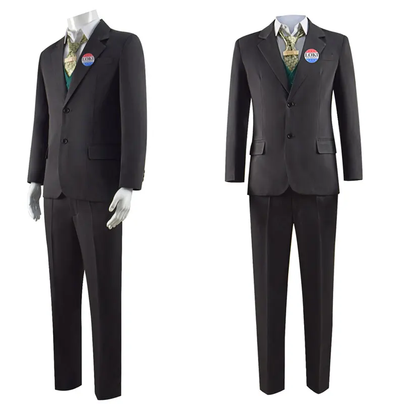 

CosDaddy High Quality Loki Suit Men Cospaly Costume Style Shirt + Vest + Coat + Trousers + Tie + Badge