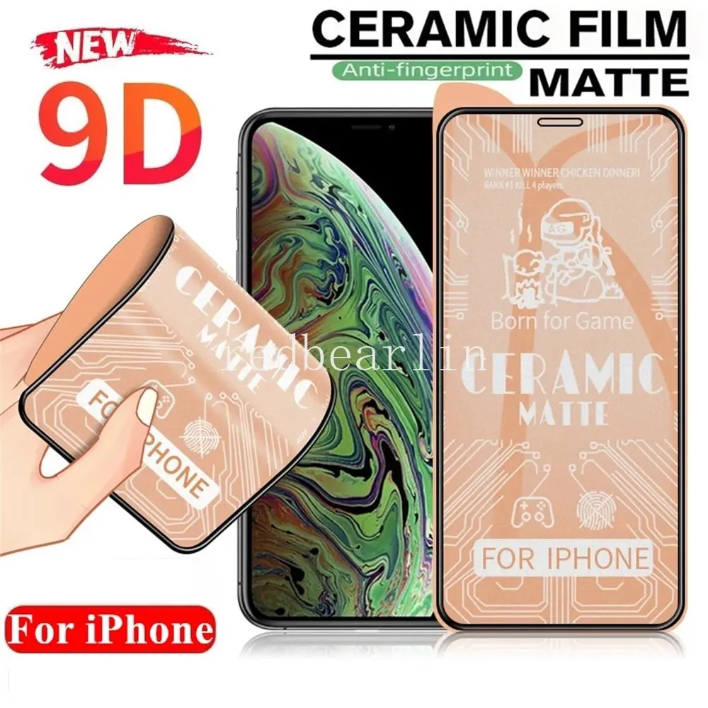 100Pcs 9D Matte Soft Ceramic Protective Film For iPhone 14 13 12 11 Pro Max 6 7 8 plus x xr xs max Full Cover Screen Protector