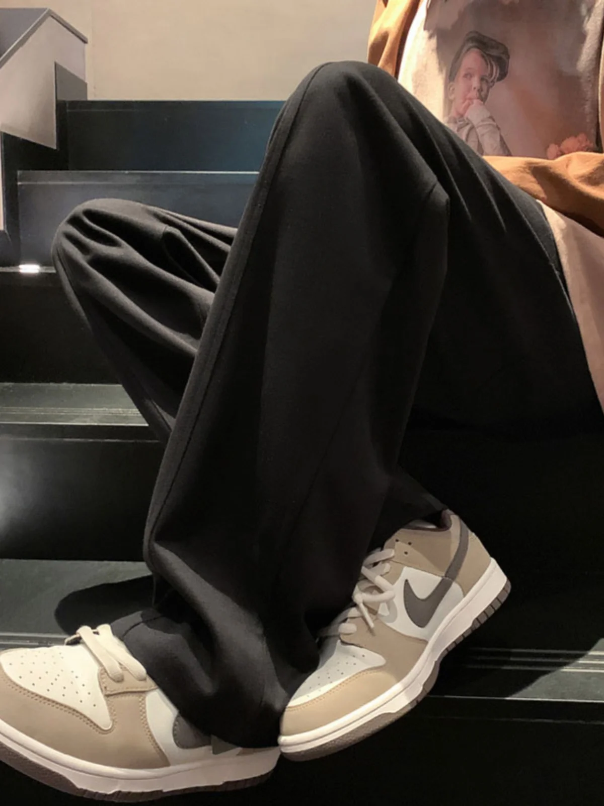 Черные шерстяные брюки мужские весенне-осенние американские винтажные прямые