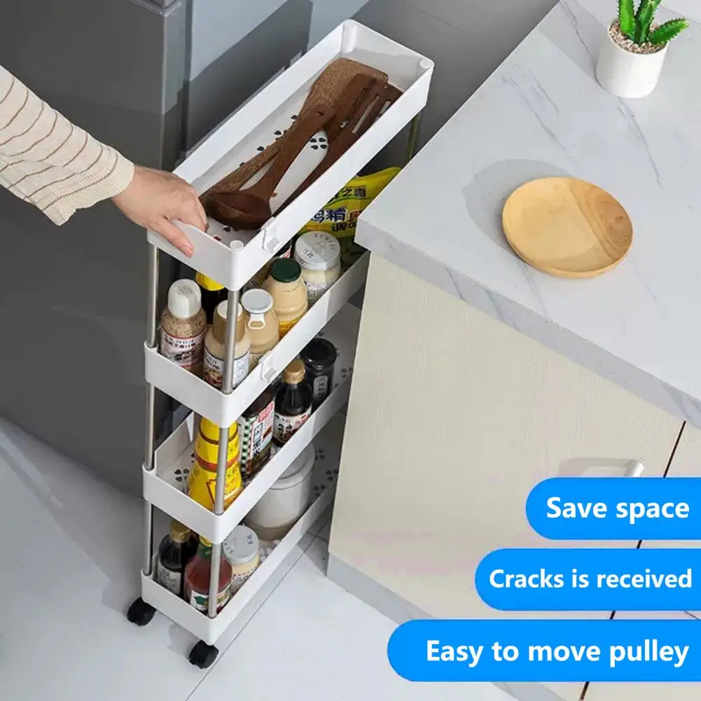 

Wheels Movable Rolling Floor-standing Out Slide Storage With Cart Rack Modern Shelf For Bedroom Vertical Rolling