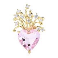 wulibaby crystal heart collar pins for women 2 color rhinestone brooch pin fashion jewelry gifts