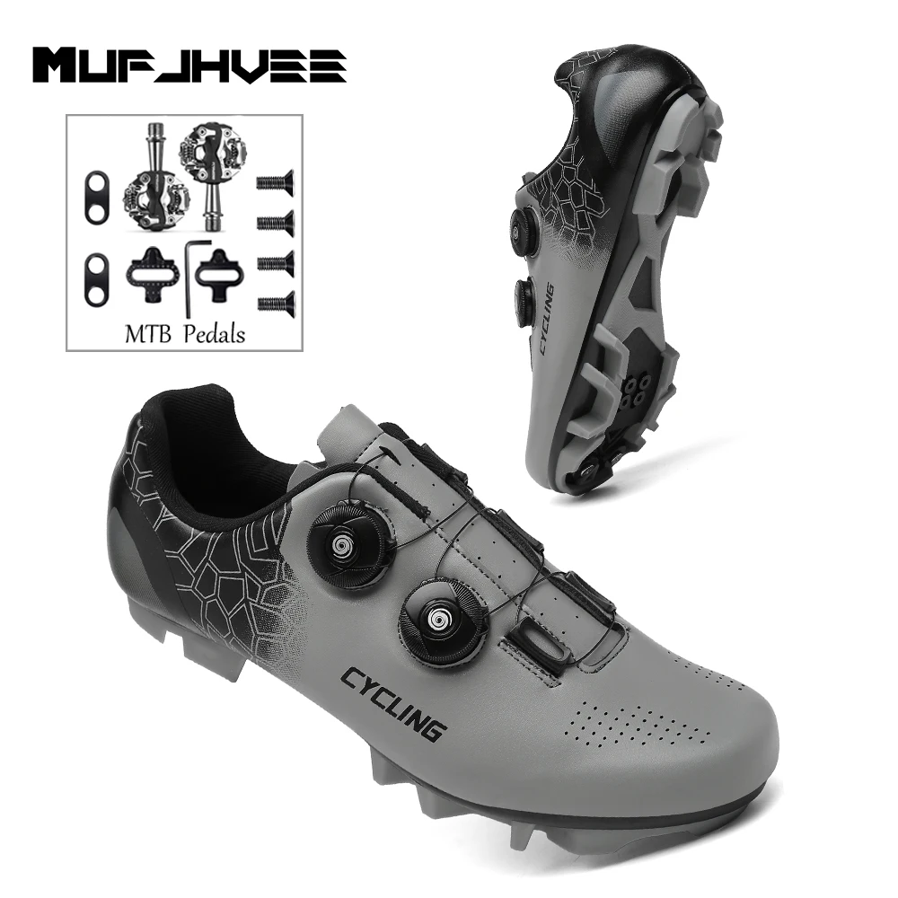 

Mufjhvee Men'S Cycling Shoes For Men Breathable Self-Locking Mountain Bike Sneakers Rotating Button Bicycle Riding Footwear