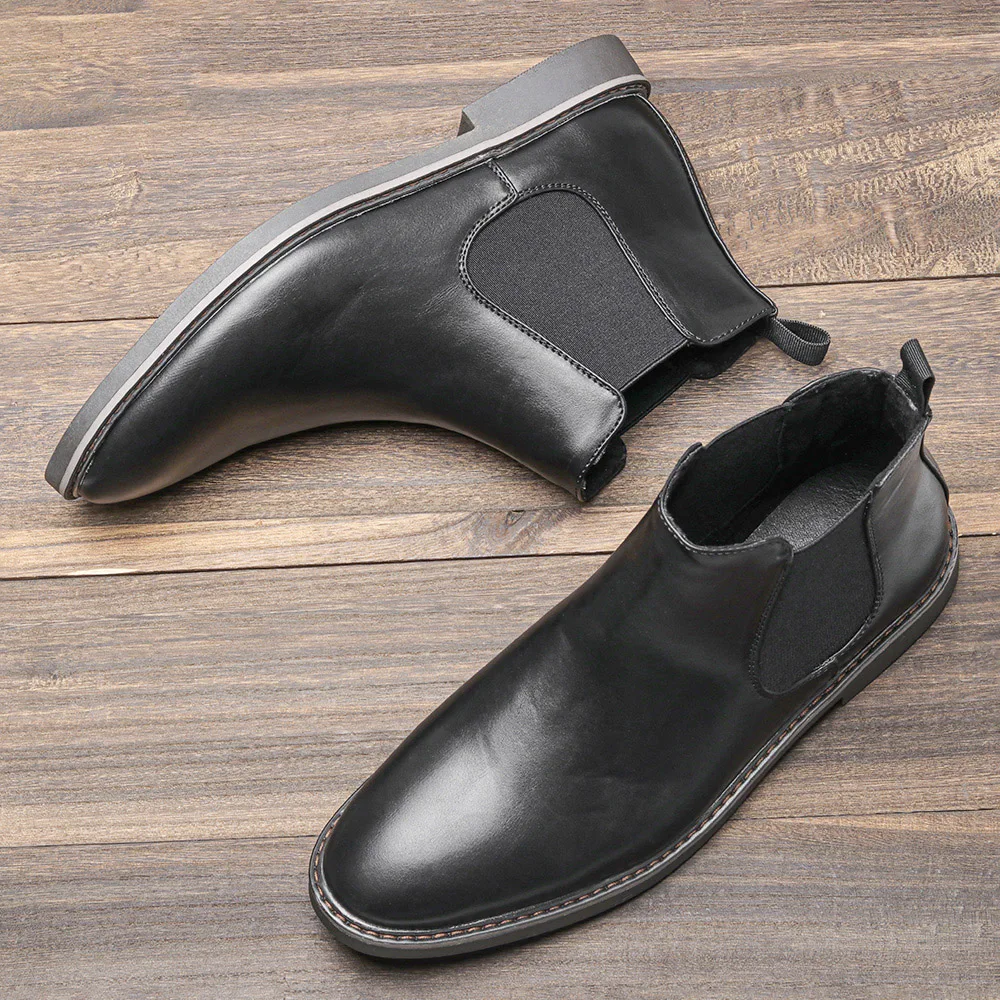 

Men's Leather Chelsea Boots Dropshipping Top Quality Men‘s Ankle Boots Brand Handmade Shoes for Men 40-46 Botas Work Shoes Men