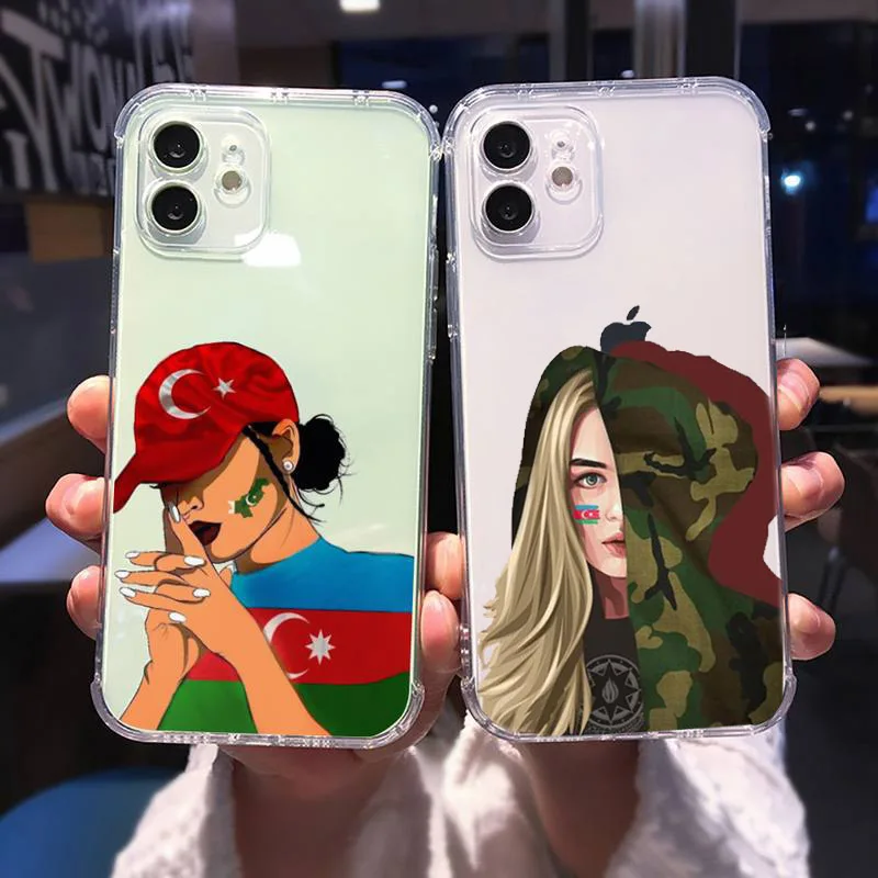 Чехол для телефона с флагом Азербайджана девушек iPhone 13 12 11 Pro Max Mini 12Pro 7 8 Plus XS X XR