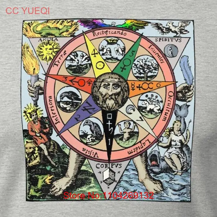 AZOTH 1613 АЛЬМИЧЕСКАЯ ЭМБЛЕМА Basil Valentine Красочная футболка с длинными или короткими