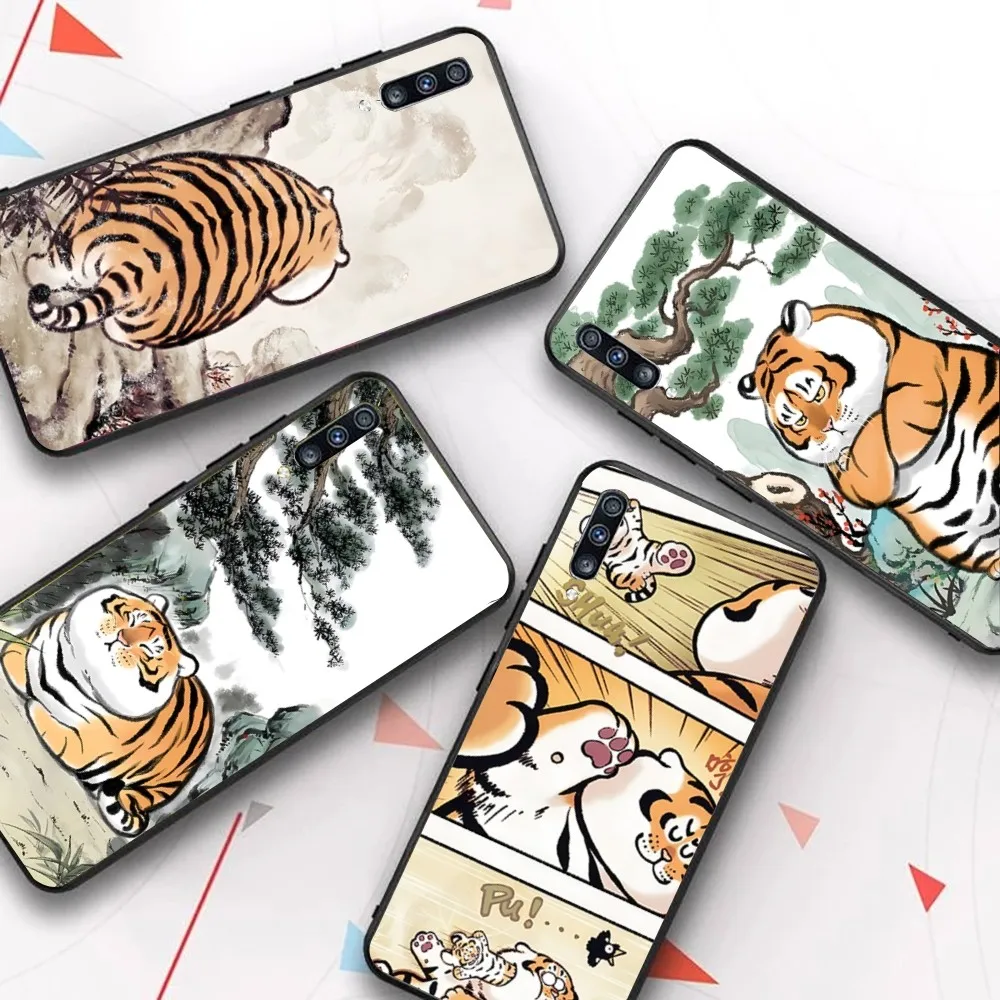 łzać etui na telefon Cartoon Fat Tiger do Samsung A 10 11 12 13 20 21 22 30 31 32 40 51 52 53 70 71 72 73 91 shell