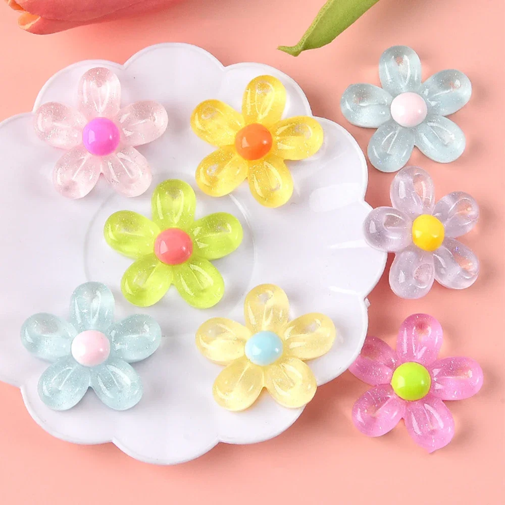 10 шт. прозрачные полые цветочные серии смоляные кабошоны с плоской задней частью