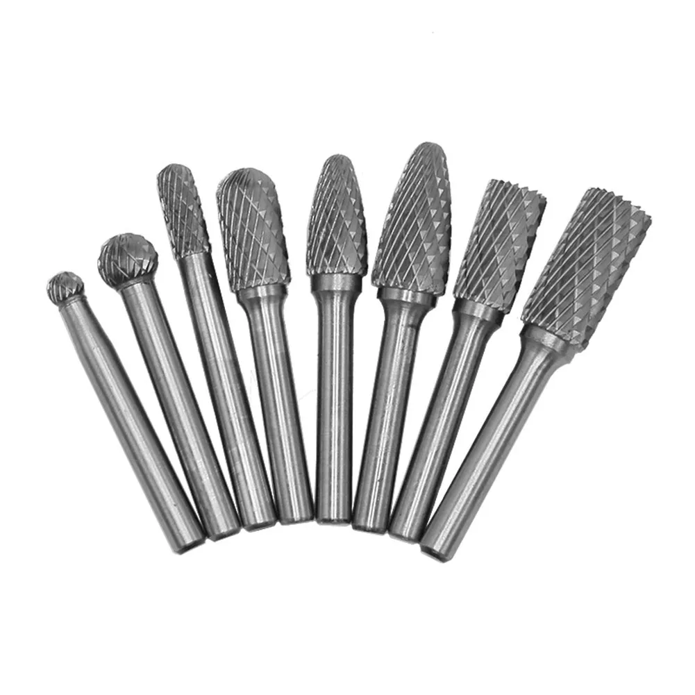 

8pcs 1 set of 6mm to 12mm carbide burr drill bits for CNC engraving 1/4" rotary cutter lime