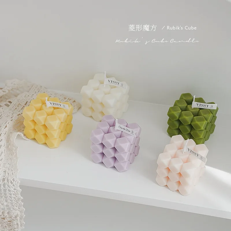

Rubik's Cube Scented Candles Ins Decorative Aromatic Candles Diamond Candle Home Decorative Candle Romantic