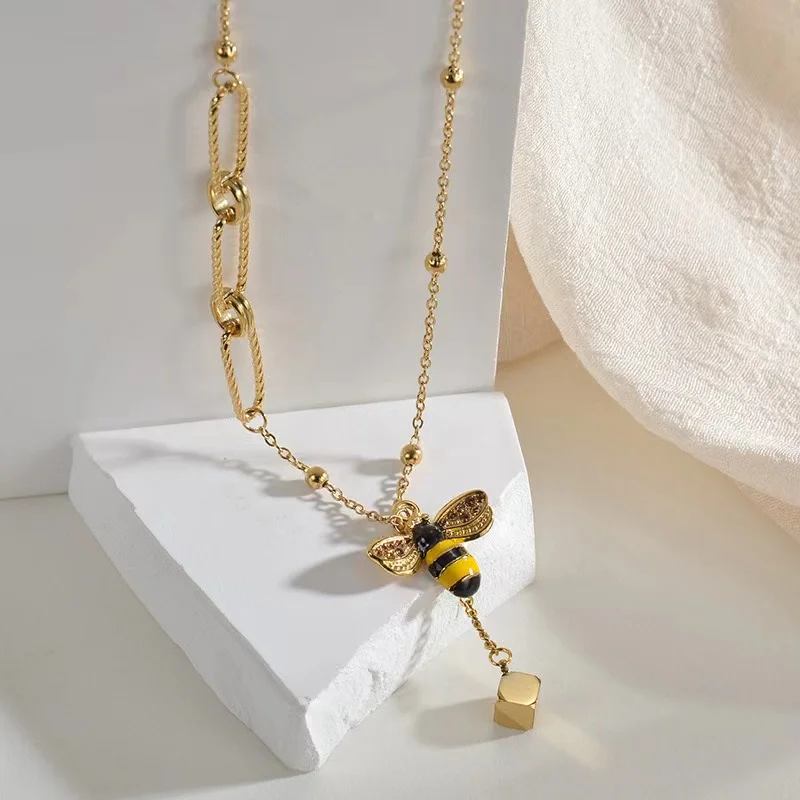 Ожерелье GANEMLY из нержавеющей стали 316L с подвеской в виде пчелы для женщин новинка