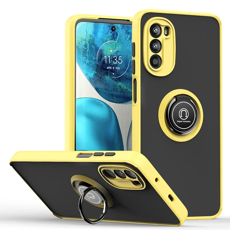 

Ring Holder Silicone Case For Motorola Moto G52 G22 G31 G6 G60S E5 E6 STYLUS GLPY G Power FAST ELE PLUS Cover Hard PC Phone Case