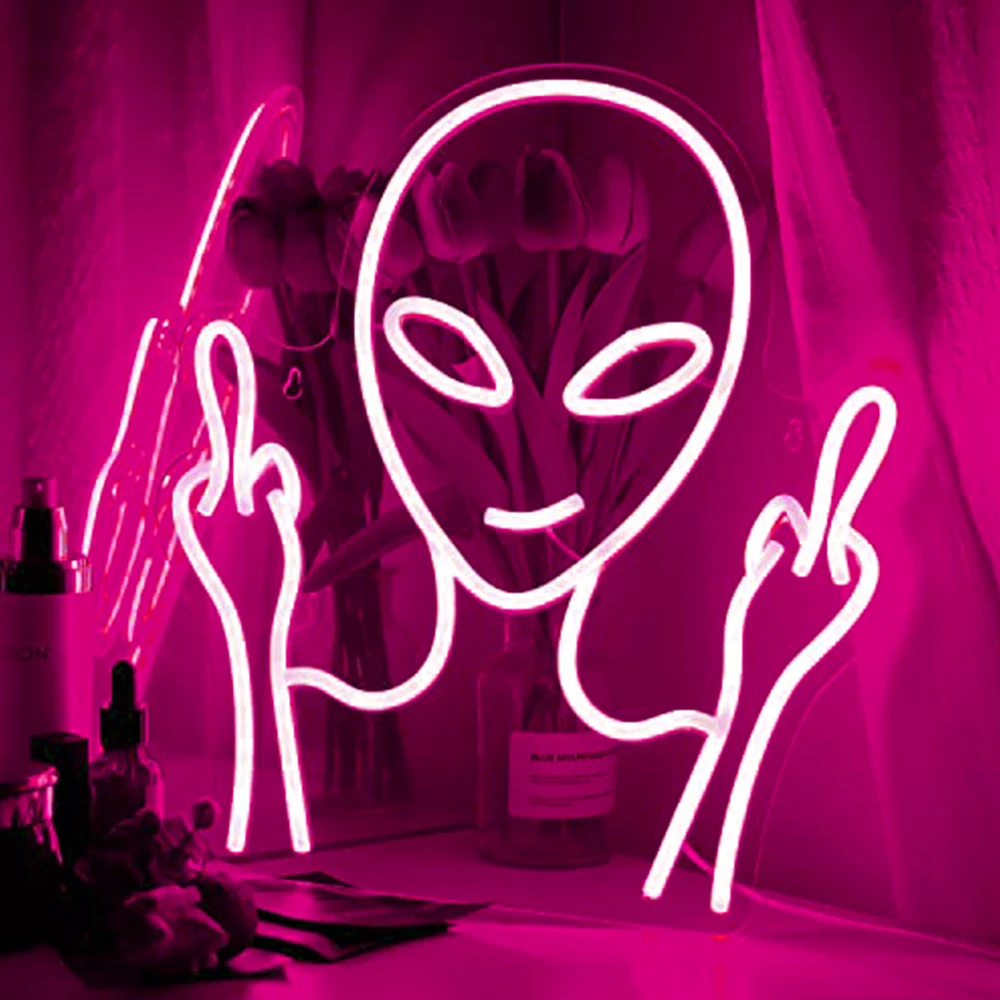 Alien Neon LED Sign Bedroom Wall Decoration Game Room Bar Art Anime Neon Sign Room Man Cave Decoration Night Light