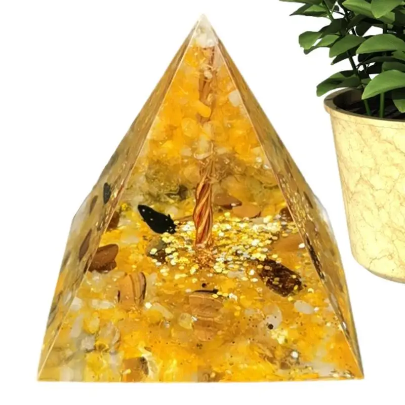 

Pyramid Crystal Crystal Gemstone Resin Pyramid Tree Balancing Ornaments For Protection Meditation Home Car Office Decor
