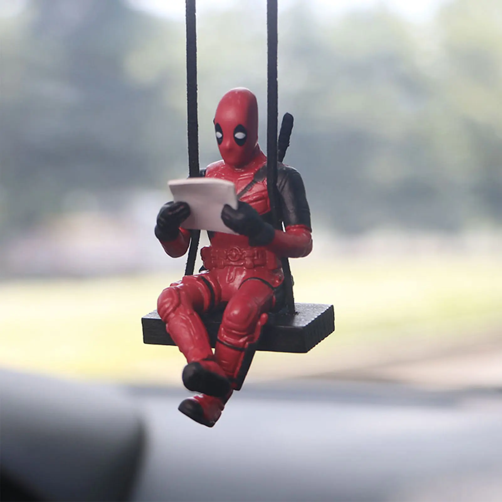 

Creative Car Rearview Mirror Pendant Cute Reading Book Deadpool Pendant Auto Hanger Funny Car Winging Interior Accessories