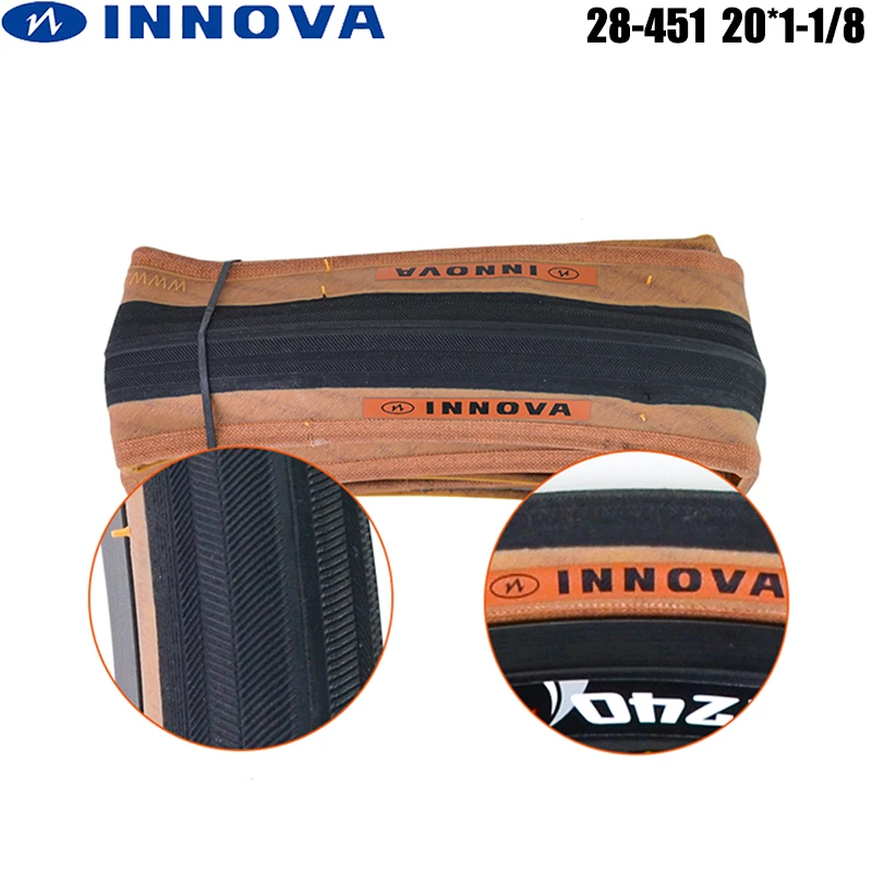 

INNOVA IA-2243 20-дюймовая Сверхлегкая шина 20x1 1/8, складная шина с коричневыми краями 28-451, легкие шины BMX, бескамерная шина для велосипеда, часть 1 шт.