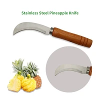 1 piece stainless steel kitchen tools pineapple knife vegetable fruit peeler coconut mango banana wooden handle cutter