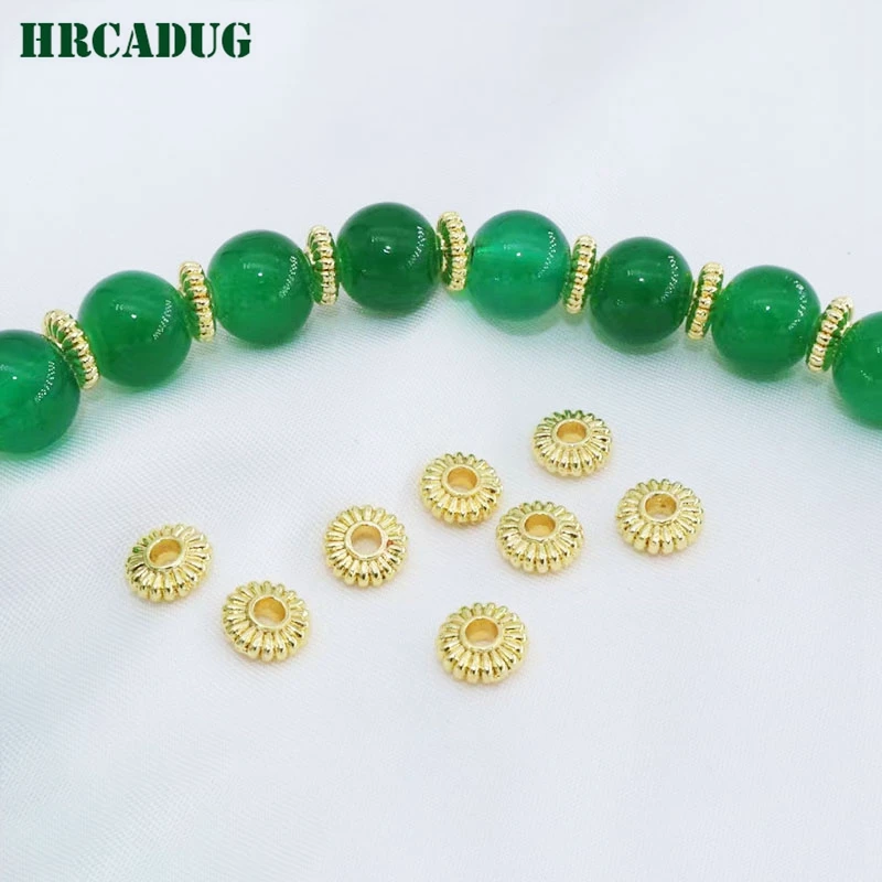 18K Gold Plated Round Flat Spacer Bead Separation For Beads DIY Bracelet Necklace Jewelry Making Accessories Beading Supplies