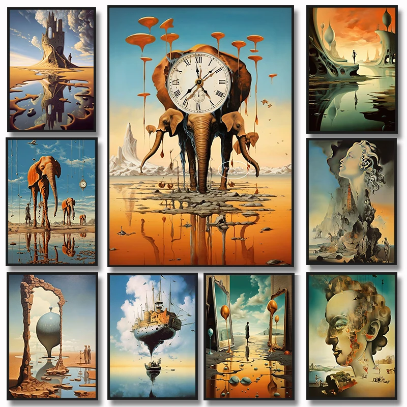 

Salvador Dali Surrealism Famous Painting Canvas Print Posters Surreal Abstrac Wall Art Pictures for Living Room Home Decor Mural